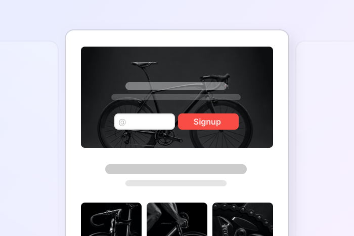 A stylized landing page that includes a signup form.
