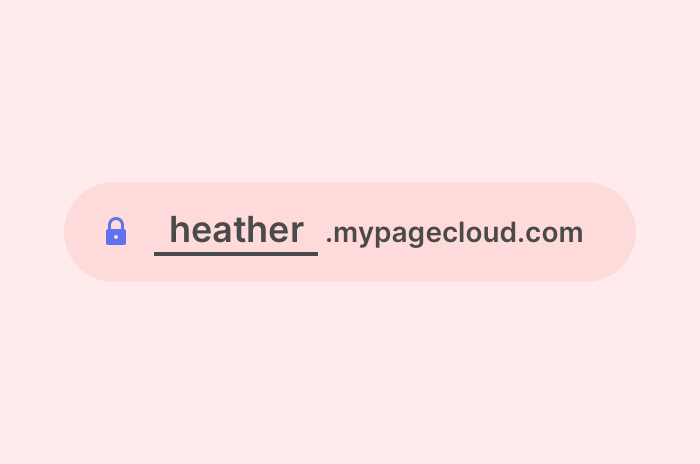 Illustration showing an example  heather.mypagecloud.com domain.